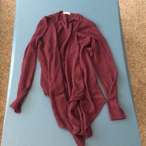 Red draping cardigan